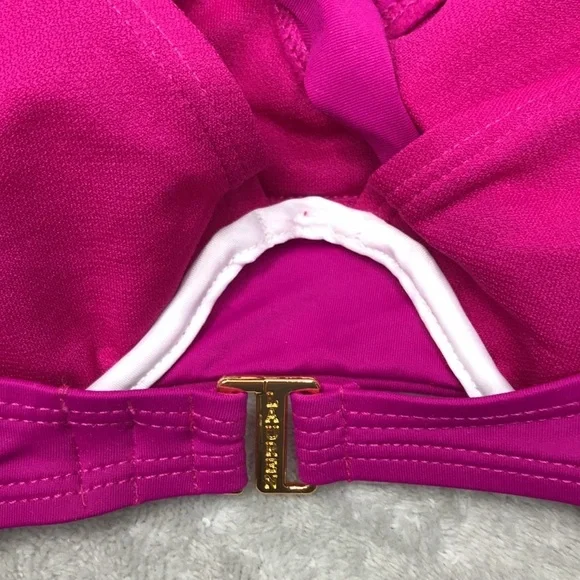 Lauren Ralph Lauren Fuchsia Flutter Top Bikini Size 10 New